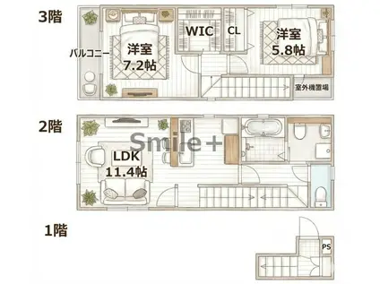 CALM PROMENADE(2LDK/2階)の間取り写真