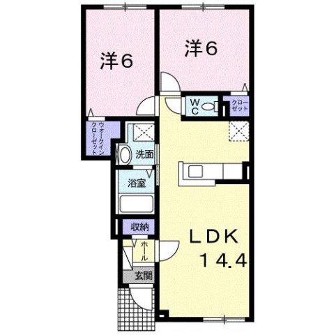 ベルソレイユII(2LDK/1階)の間取り写真