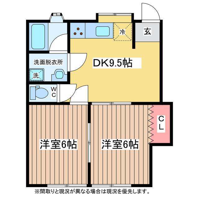 CAFUNE(2DK/1階)の間取り写真