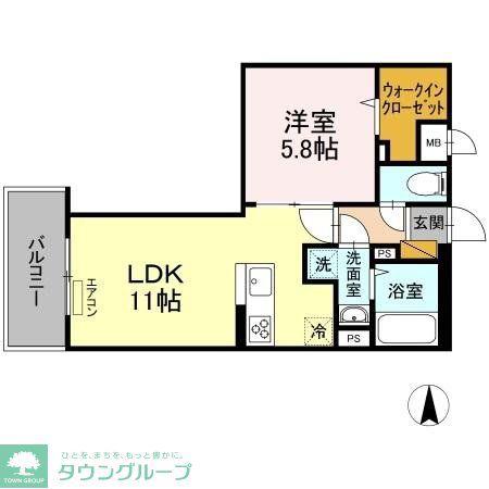 LIGHT HOUSE(1LDK/5階)の間取り写真
