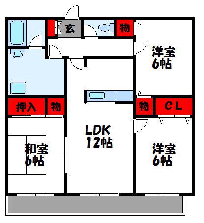 ヴァン・ヌーヴ(3LDK/6階)の間取り写真