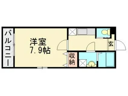 ボヌール唐津駅前(1K/1階)の間取り写真