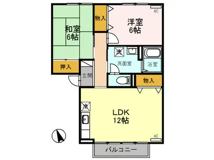 フレマリール八代 B棟(2LDK/2階)の間取り写真