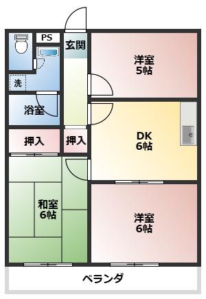 ハイツエリオン(3DK/3階)の間取り写真