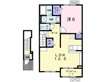 メゾンドリエールB(1LDK/2階)の間取り写真