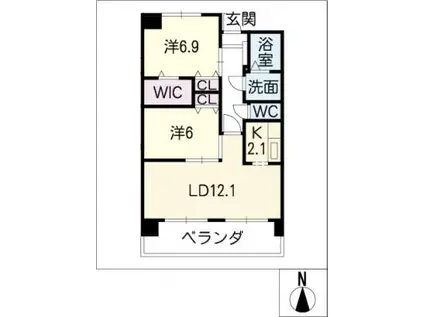 インサイド栄(2LDK/6階)の間取り写真