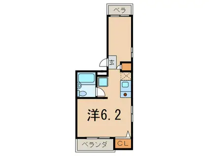 クリーンズイイダ(ワンルーム/2階)の間取り写真