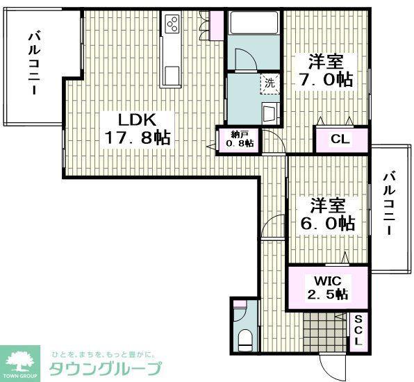 下倉田町メゾン(2LDK/2階)の間取り写真