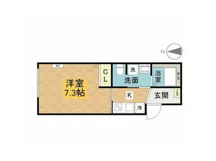 クヴェレ(1K/3階)の間取り写真