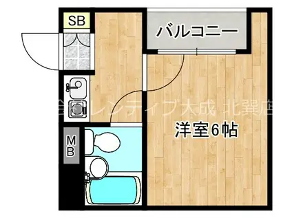 ヴェルテ北巽(1K/2階)の間取り写真