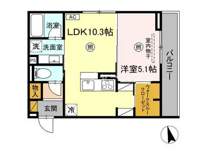 D‐INVEST東原A(1LDK/3階)の間取り写真