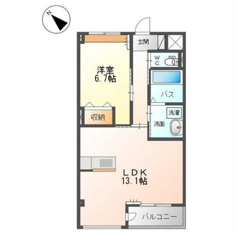 グランディールマンション(1LDK/2階)の間取り写真