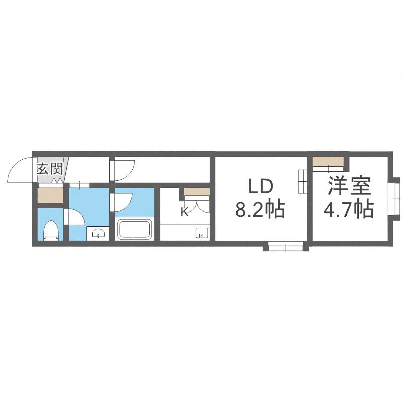 W912(1LDK/1階)の間取り写真