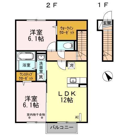 サスティナブル D-1(2LDK/2階)の間取り写真