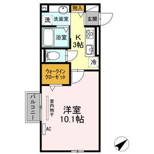リブフラット(1K/2階)の間取り写真