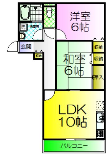 コートロッジパート2(2LDK/2階)の間取り写真
