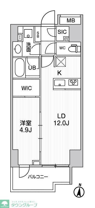 シーズンフラッツ両国(1LDK/6階)の間取り写真