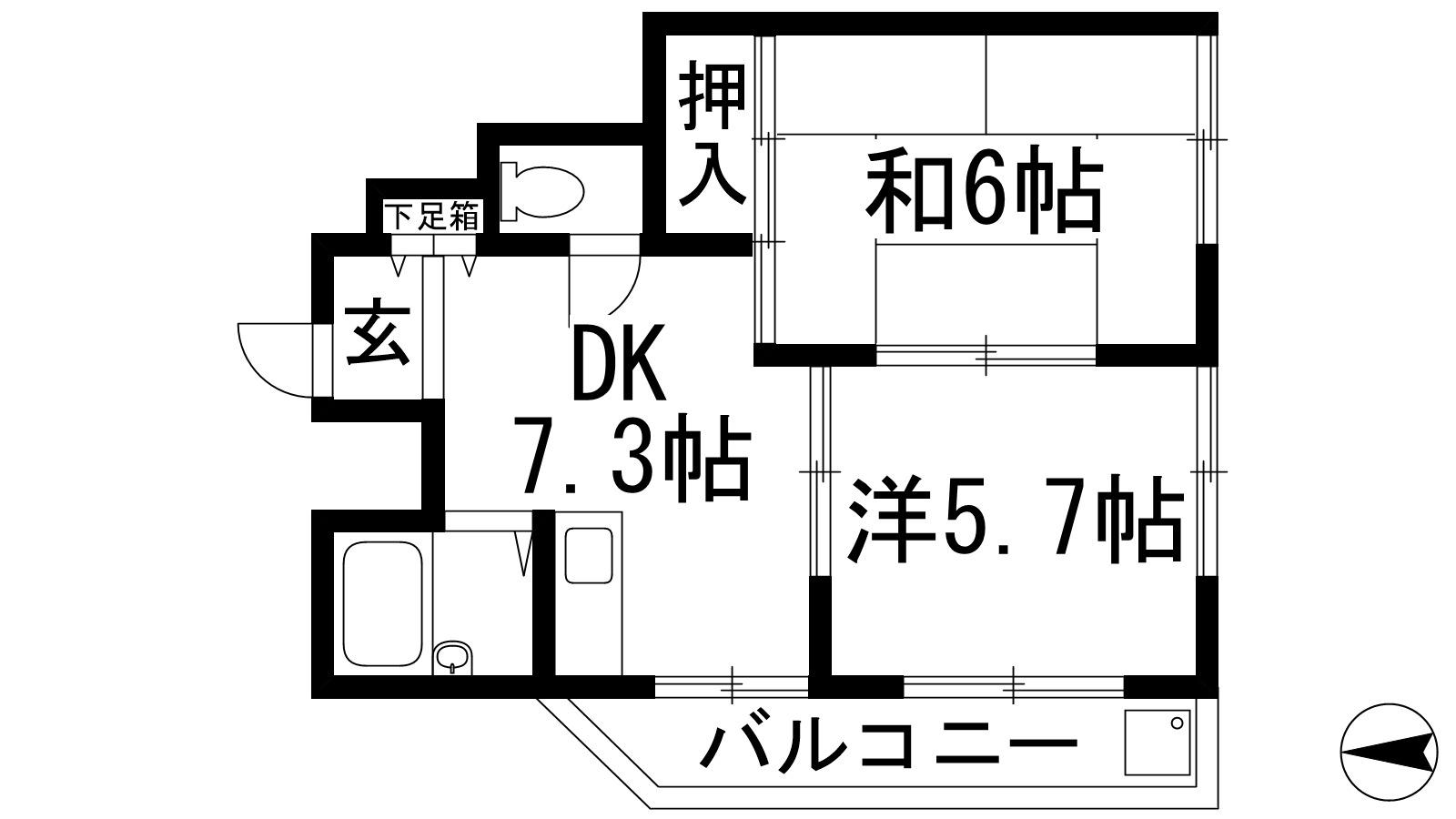 サンパレス21門戸(2DK/2階)の間取り写真