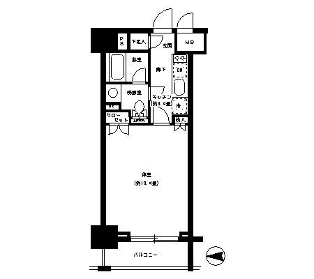 パークキューブ神田(1K/4階)の間取り写真
