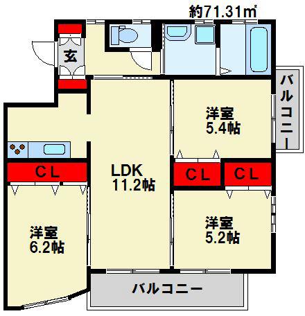 MDIロイヤルレジデンス大手町(3LDK/4階)の間取り写真