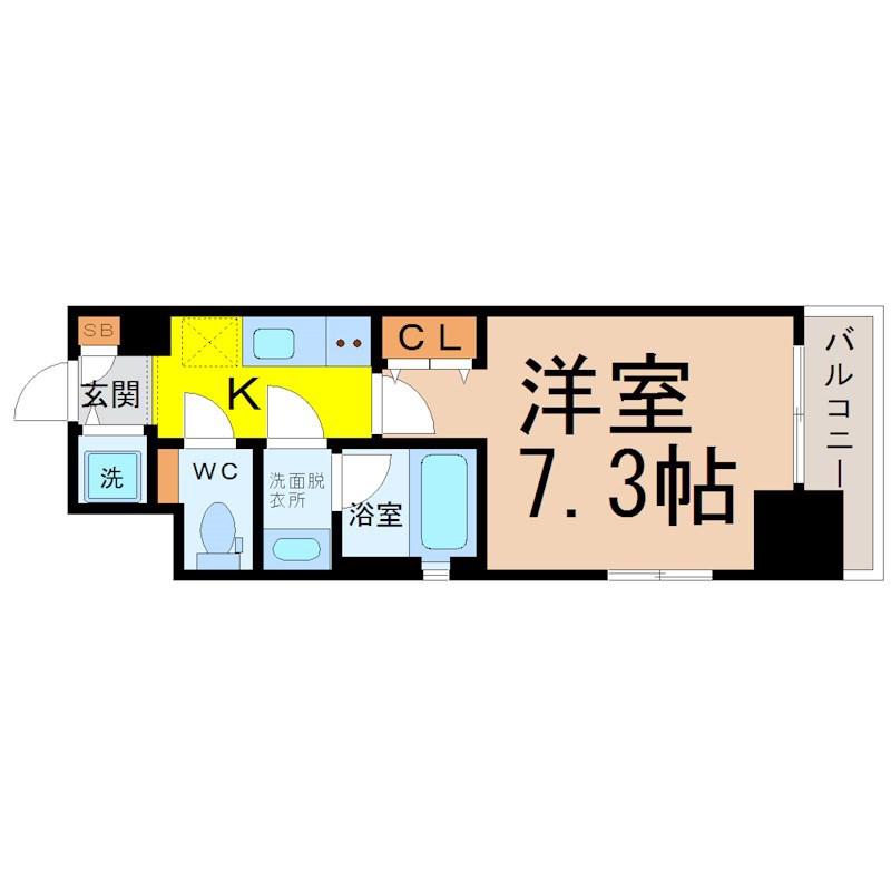 ブランシエスタ東別院(1K/7階)の間取り写真