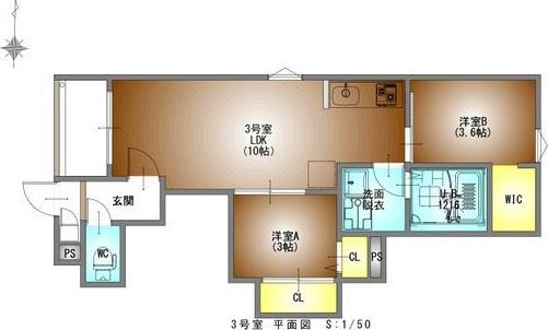 REGALEST鶴里駅前(2LDK/1階)の間取り写真