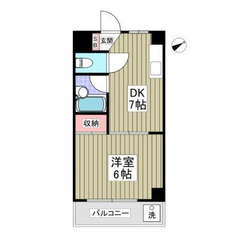 清新三興ハイツ(1DK/4階)の間取り写真