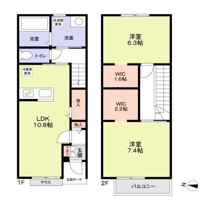 クレール(2LDK/2階)の間取り写真