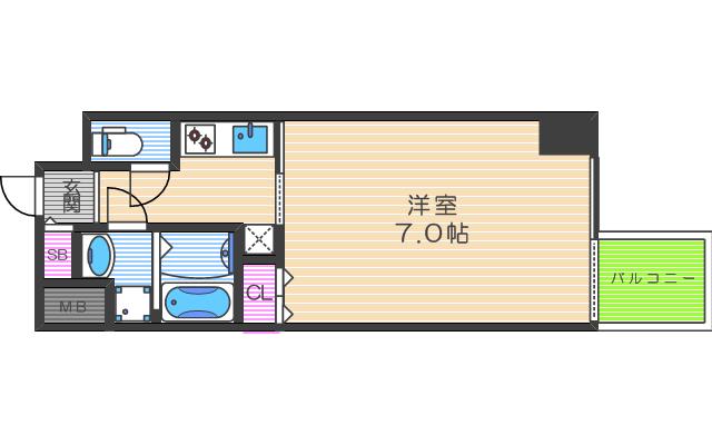エスリード福島ラグジェ(1K/12階)の間取り写真