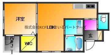 プライマル久留米(1LDK/1階)の間取り写真