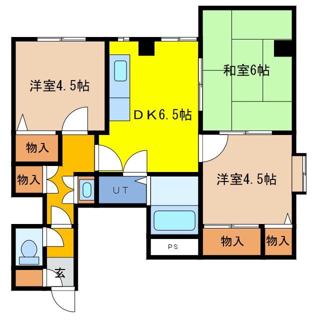 フェリス千歳(3DK/4階)の間取り写真