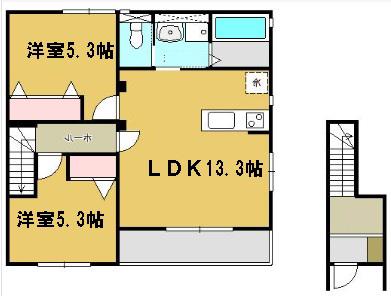 LEGEND美田園(2LDK/2階)の間取り写真