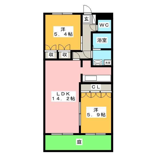 レジーナ(2LDK/1階)の間取り写真