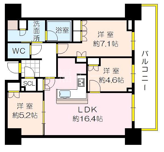 グランドメゾン新梅田タワー ザ・クラブレジデンス(3LDK/31階)の間取り写真