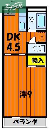 カーサプリメーラ(1DK/2階)の間取り写真