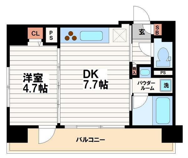セイワパレス玉造駅前(1DK/8階)の間取り写真