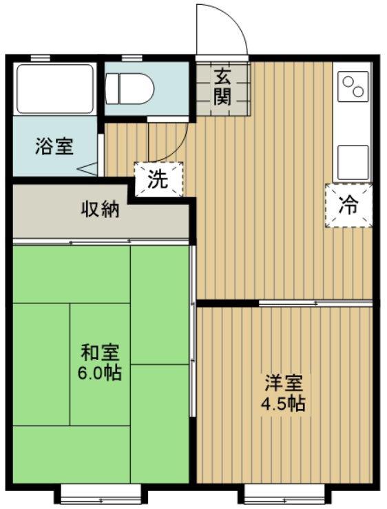 FLATS DAP A棟(2DK/2階)の間取り写真