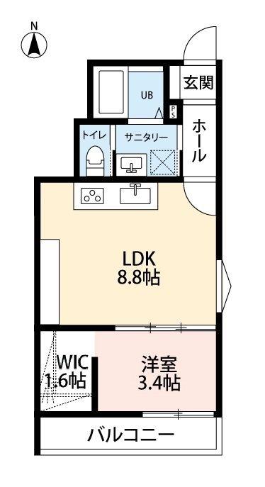 CREST(1LDK/1階)の間取り写真