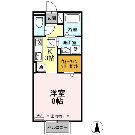 メープル(1K/1階)の間取り写真