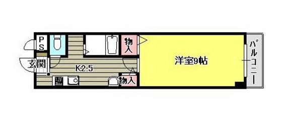 WELLNESSハレルヤ(1K/5階)の間取り写真
