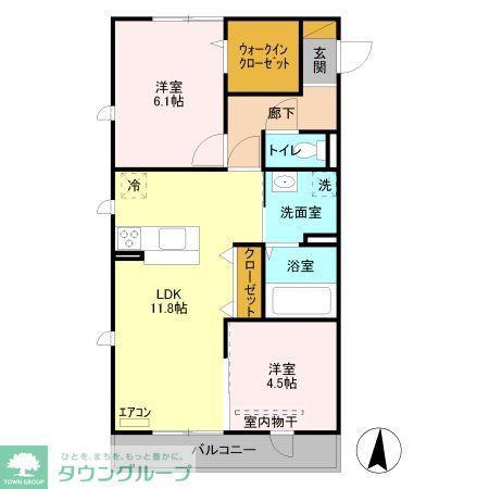 バンゴサン大宮(2LDK/2階)の間取り写真
