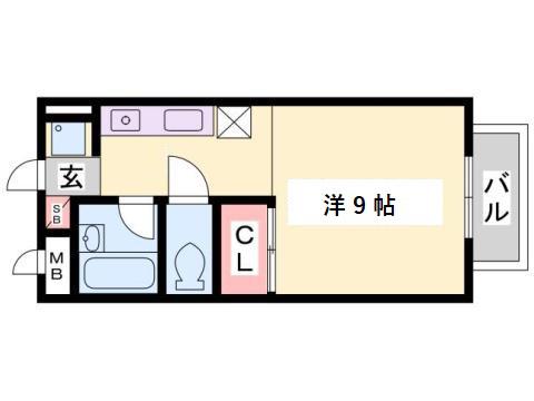 シャルマン前原(ワンルーム/2階)の間取り写真