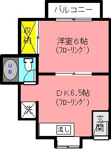 メゾン風(1DK/2階)の間取り写真