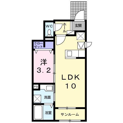 クレメント ハウス(1LDK/1階)の間取り写真