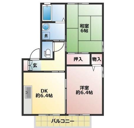 グランドメゾンA(2DK/1階)の間取り写真