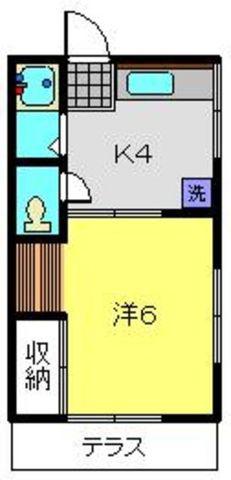富陽ハイツ(1K/2階)の間取り写真