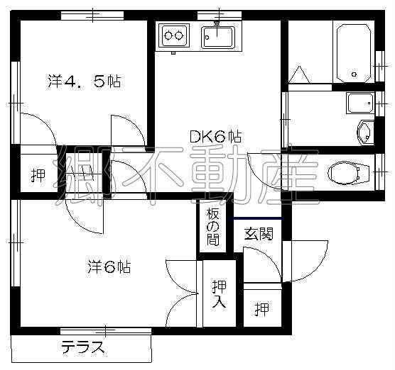 池上荘(2DK/1階)の間取り写真