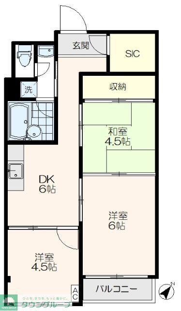 所沢コーポラスA棟(3DK/3階)の間取り写真