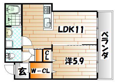 フレシール柳町(1LDK/1階)の間取り写真