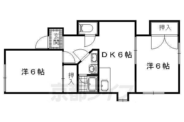 中井荘(2DK/1階)の間取り写真